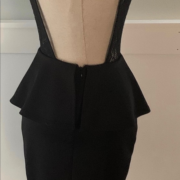 JUST FAB SMALL BLACK PEPLUM DRESS NEW w/tags. Back cutout and mesh details - Picture 12 of 16